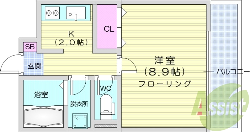 単身者様向け1K、バストイレ別、都市ガス