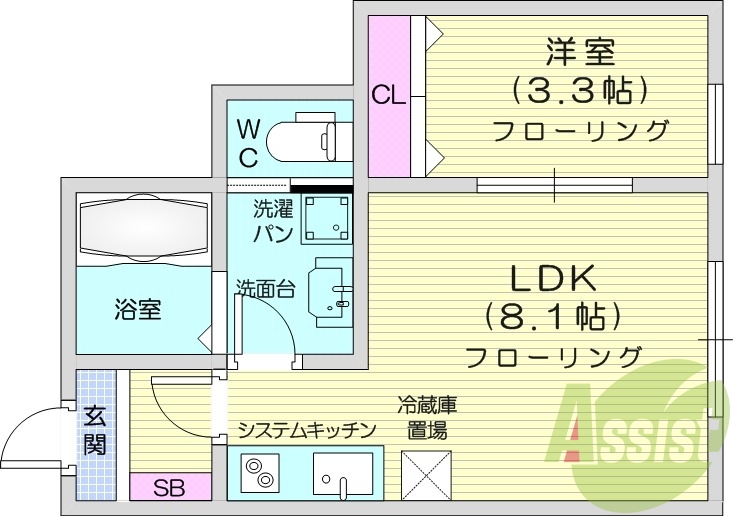 1LDK、浴室乾燥、追い焚き、駐輪場、シャワートイレ