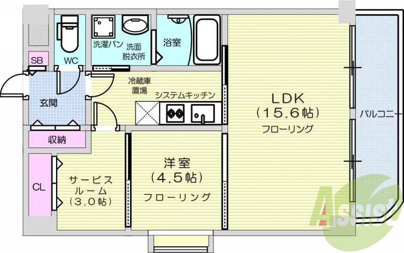 1LDKS、モニター付きインターホン、エアコン