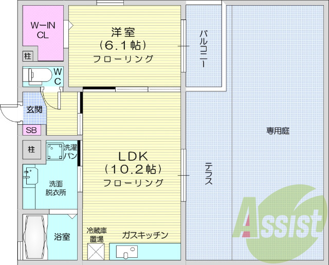1ＬＤＫ、エアコン、専用庭、オートロック、ネット無料