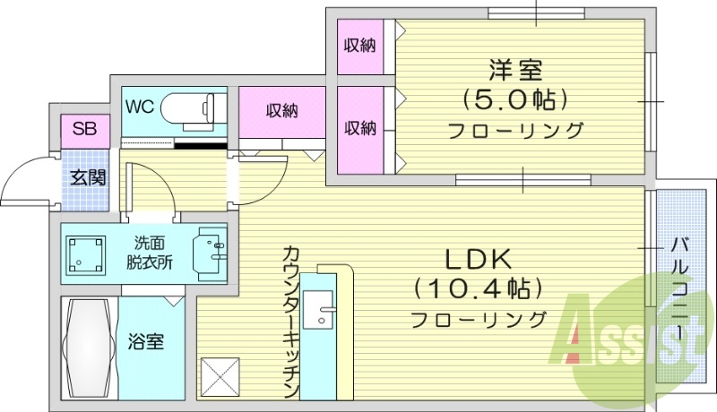 1LDK、温水洗浄便座、駐車場一台無料、Wi-Fi無料