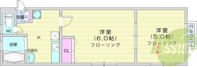 2K、ネット使用料無料、温水洗浄便座、角部屋