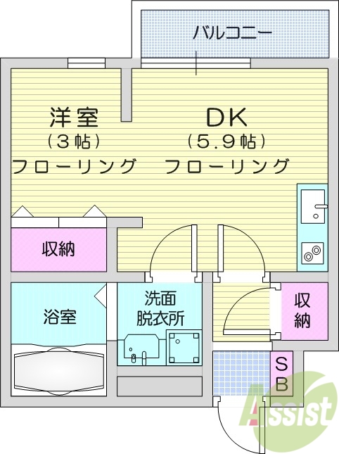 ワンルーム、エアコン、最上階、IHクッキングヒーター
