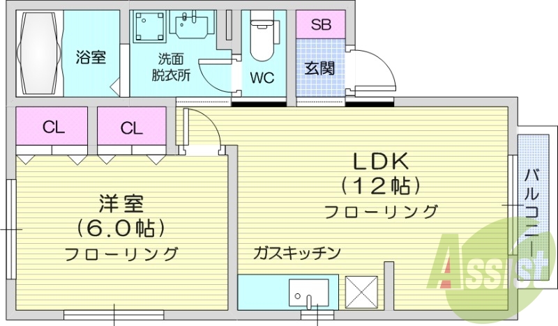1LDK 洗面化粧台 追い炊き機能 南向き 物置