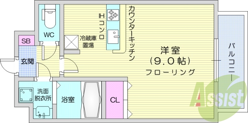 1R、追い焚き機能、インターネット使用料無料、オートロック