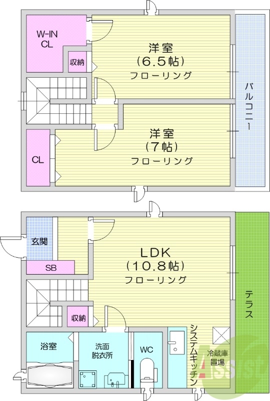 2LDK、温水洗浄便座、追い焚き機能、モニタ付きインターホン