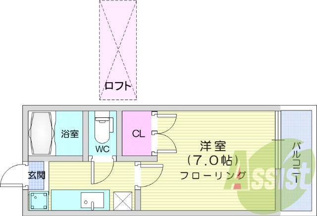 1K、バス・トイレ別、カメラ付きインターホン、ネット無料