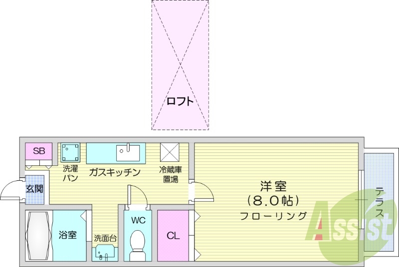 1K、独立洗面台、エアコン、シューズボックス
