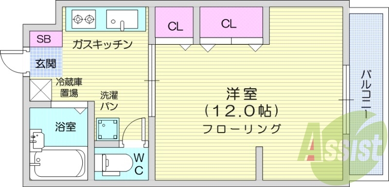 1K、システムキッチン、洗浄機能便座、シューズボックス