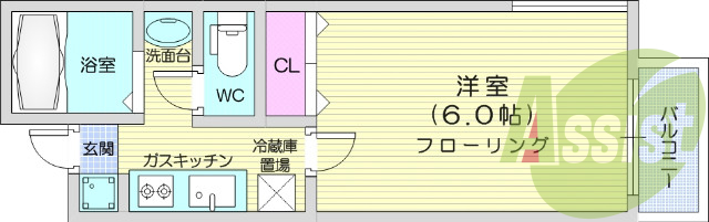 1K、エアコン、バストイレ別、モニターホン