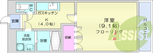 １K、追い焚き機能、独立洗面台、エアコン、追い焚き