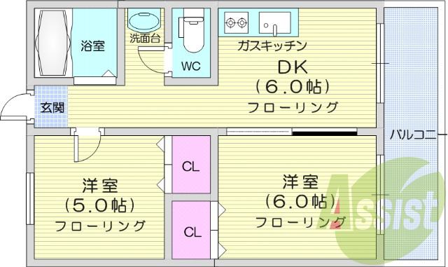 2DK、ペット飼育可能、インターネット無料。