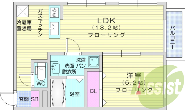 1LDK、ペット飼育可能、カウンターキッチン、独立洗面台