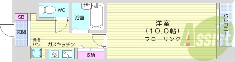 1K、分譲マンション、都市ガス、オートロック。