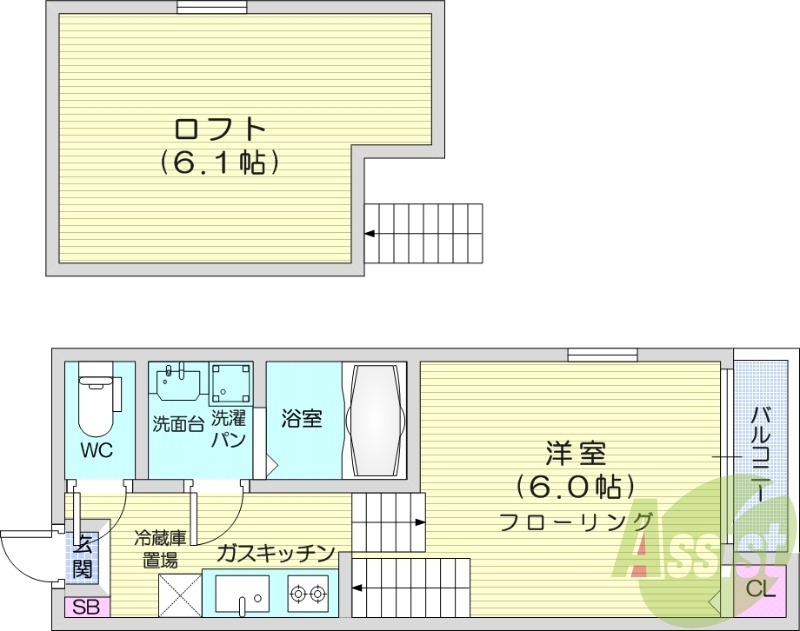 1K、浴室乾燥機、独立洗面台、ネット使用料無料