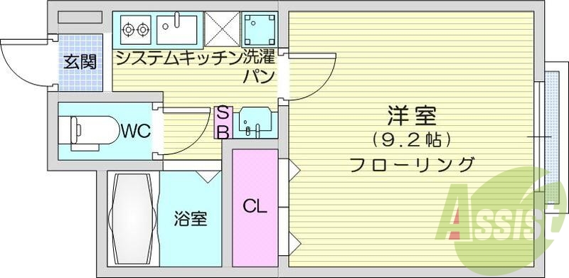 1K、エアコン、室内洗濯機置場、トイレ浴室別、クローゼット