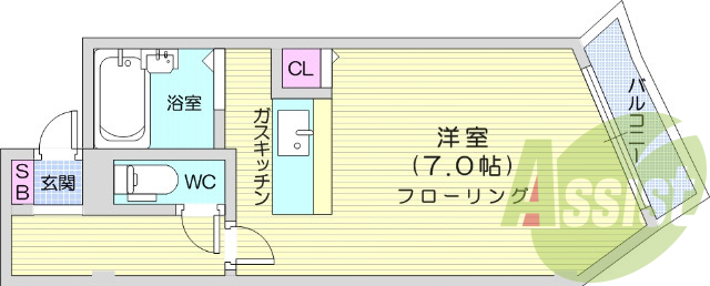 1Ｋ、南向き、ウォシュレット、エアコン、カメラ付インターホン