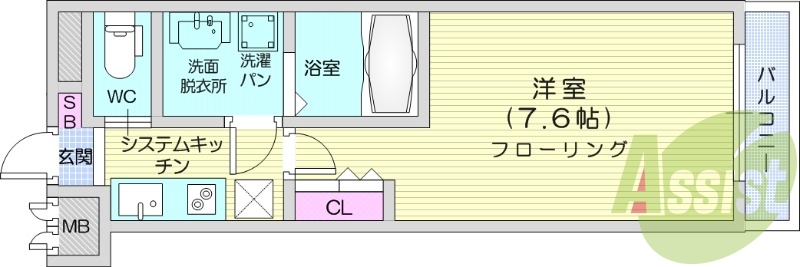 1K、独立洗面台、浴室乾燥機、IHクッキングヒーター