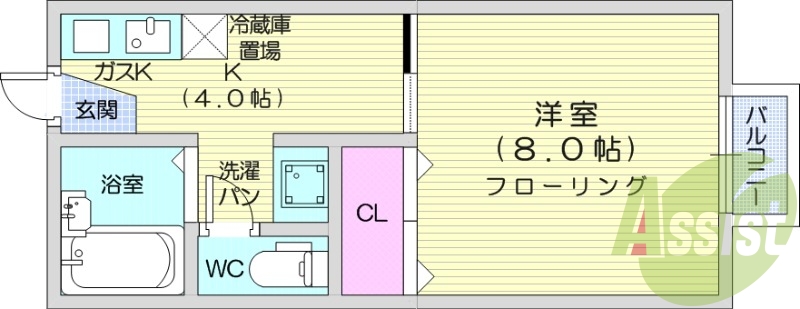 1K、エアコン、BT別、カメラ付きインターホン