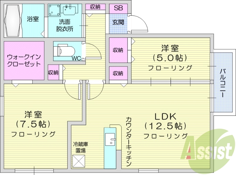 2LDK、エアコン「、温水洗浄便座、TVインターホン。