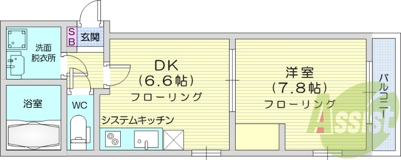 1DK、南向き、追い焚き給湯、バルコニー、ペット相談