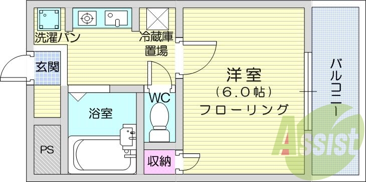 １Ｋ、ペット可、バストイレ別、都市ガス1人様オススメ物件。