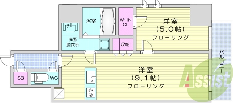 1LDK、システムキッチン、オートロック、防犯カメラ