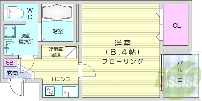 1K　IHコンロ　浴室乾燥機　インターネット無料