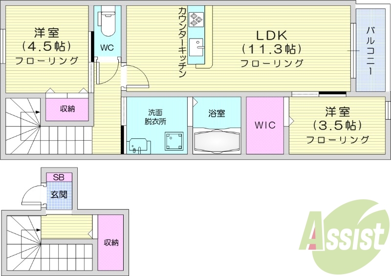 ２LDK、エアコン、追い炊き機能、浴室乾燥機