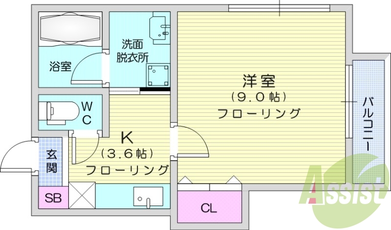 1K、2階、南向き、モニター付きインターフォン、バストイレ別