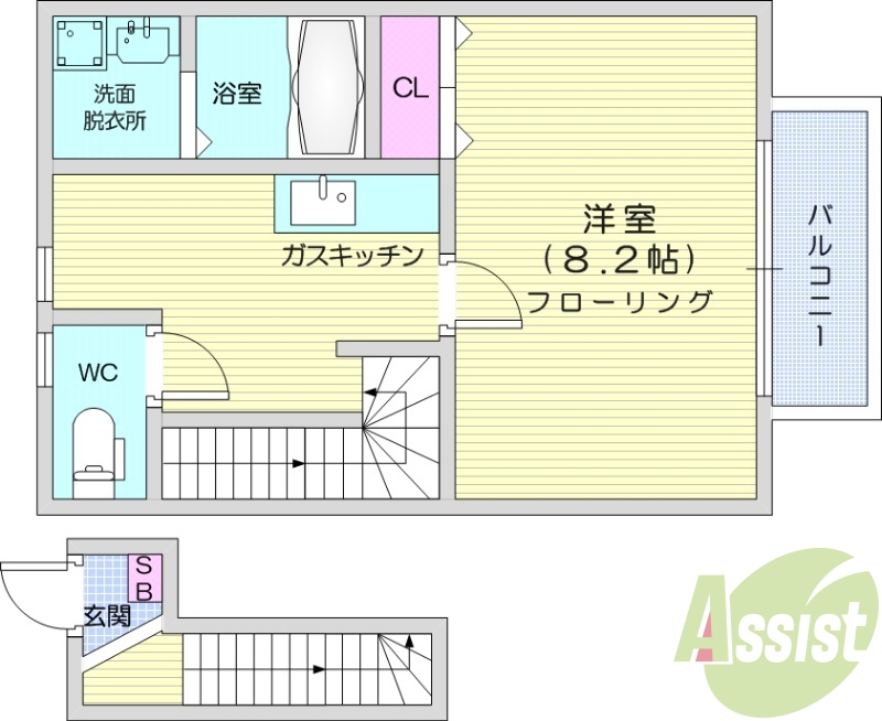 1LDK、独立洗面台、浴室乾燥、追い焚き、ペアガラス