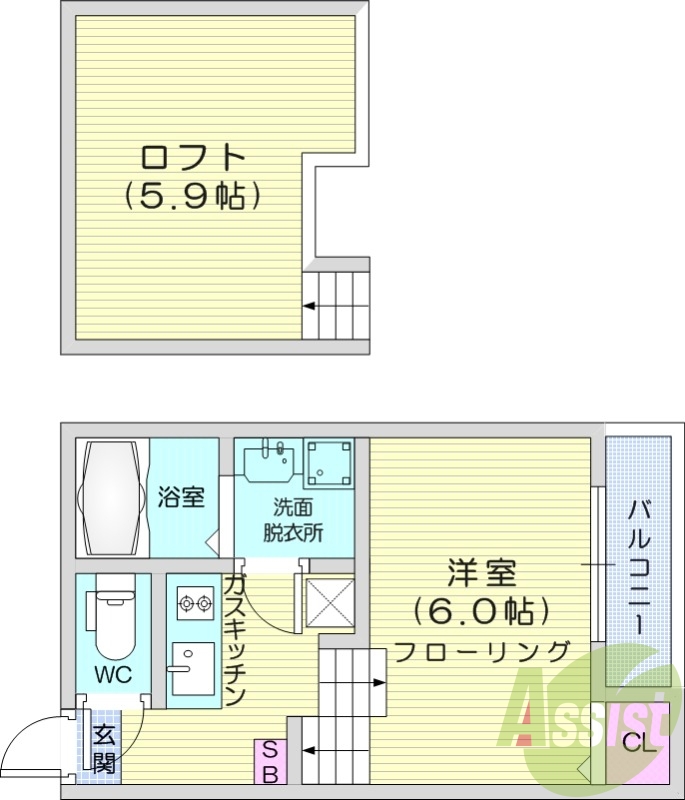 1K、エアコン、室内洗濯機置場、トイレ浴室別、収納