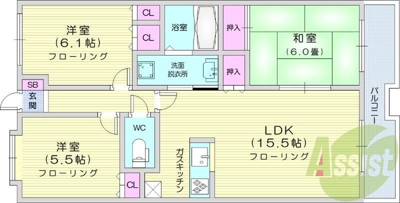 3LDK、オートロック、システムキッチン、トランクルームあり