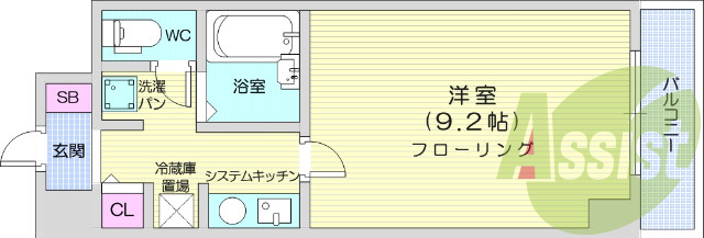 1K、バストイレ別、エレベーター、エアコン、インターホン