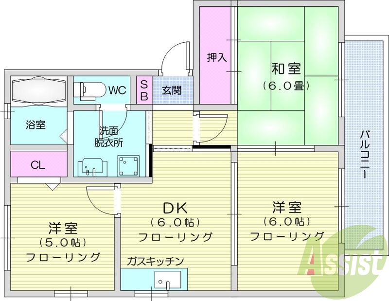 ３ＤＫ、収納、セパレート、脱衣場、シューズボックス、角部屋