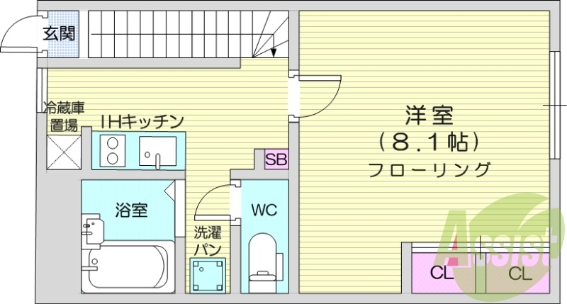 １K、家具家電付き、Wi-Fi無料、バス・トイレ別、エアコン