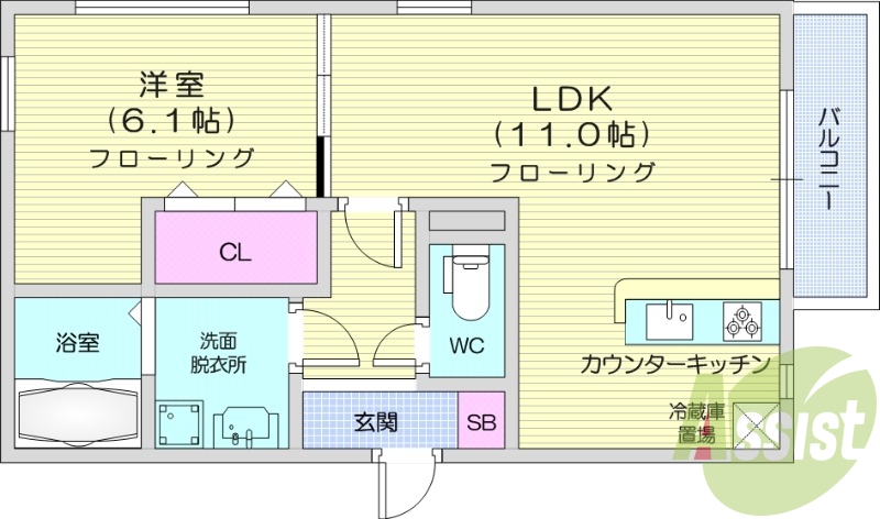 1LDK、追い焚き、ネット無料、防犯カメラ、オートロック