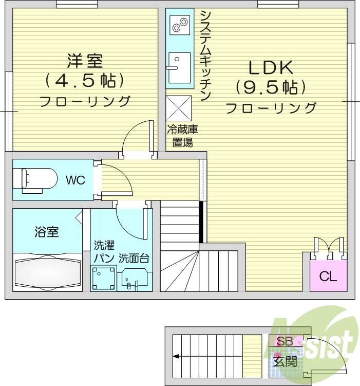 1LDK、ペット相談、浴室乾燥機、防犯カメラ。