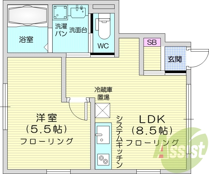 1LDK、ペット相談、浴室乾燥機、防犯カメラ。