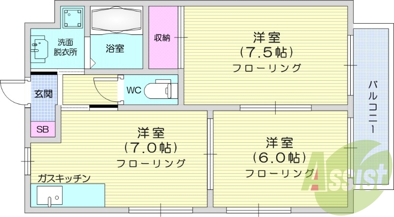 １LDK、追い焚き機能、エアコンインターネット無料