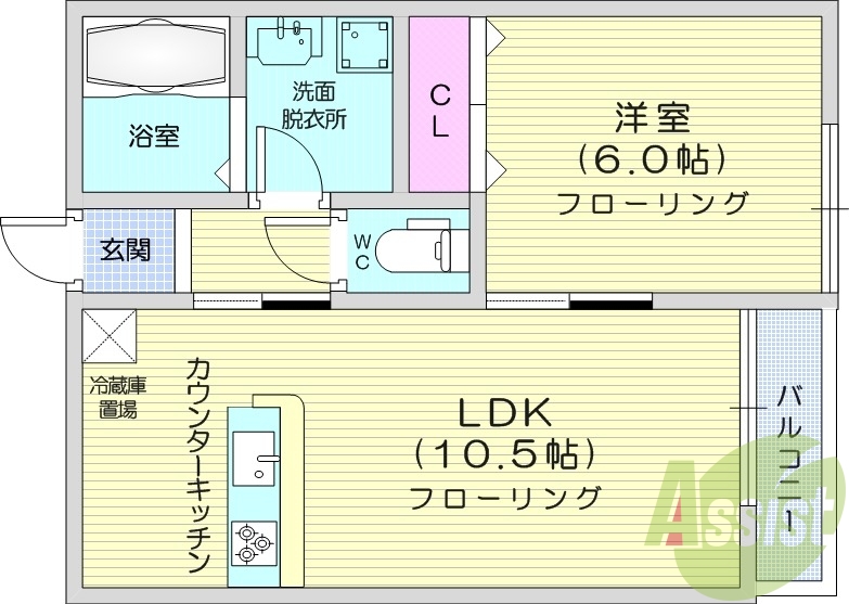 1LDK、追い焚き機能、バストイレ別、シャンプードレッサー