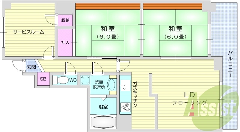 ２SLDＫ、システムキッチン、ウォシュレット、独立洗面台