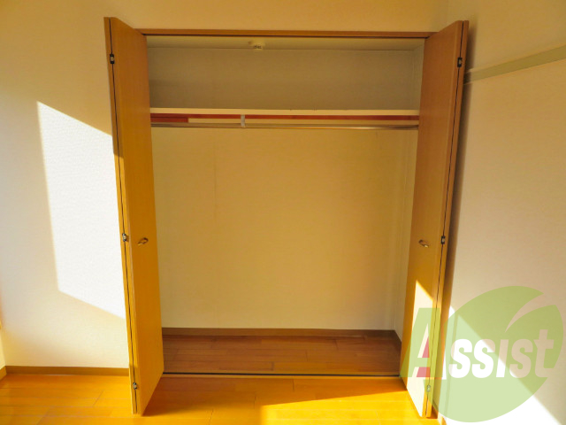 クローゼットの中は奥行きもあり棚もついて収納には困りませんね クローゼットの中は奥行きもあり棚もついて収納には困りませんね