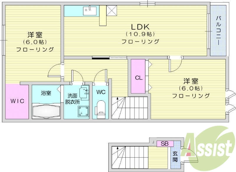 2LDK、角部屋、トランクルーム、エアコン2台