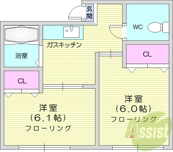 2K、南向き、エアコン、角部屋、ペット飼育可