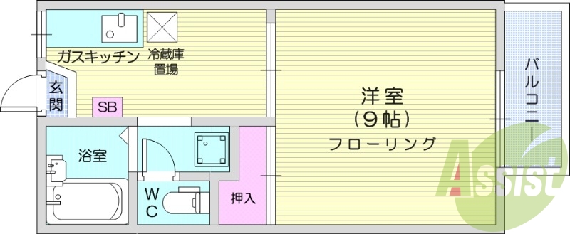 1K　温水洗浄便座　プロパンガス　インターネット無料