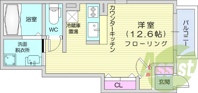 1Ｋ、エアコン、バストイレ別、モニター付きインターホン