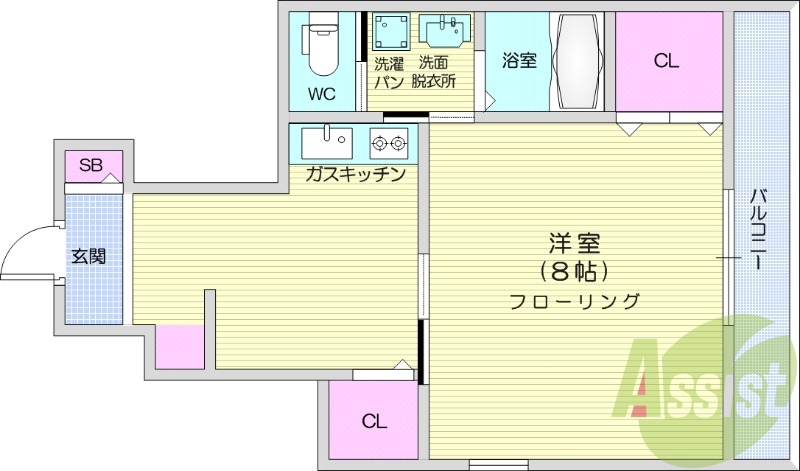 1K、バス・トイレ別、温水洗浄便座付き、追い炊き機能付き