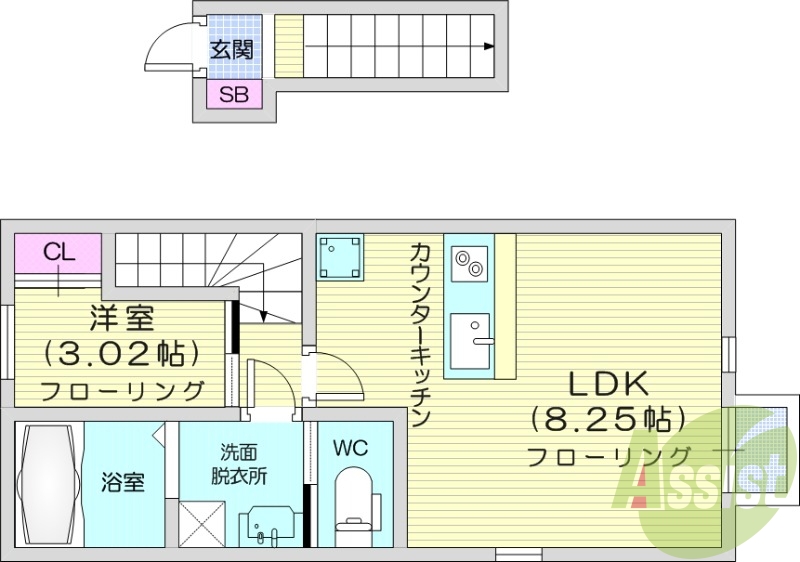 1LDK、角部屋、最上階、モニタ付インターホン