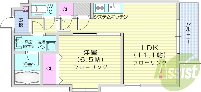1LDK、浴室乾燥機、IHコンロ、TVモニターホン、エアコン